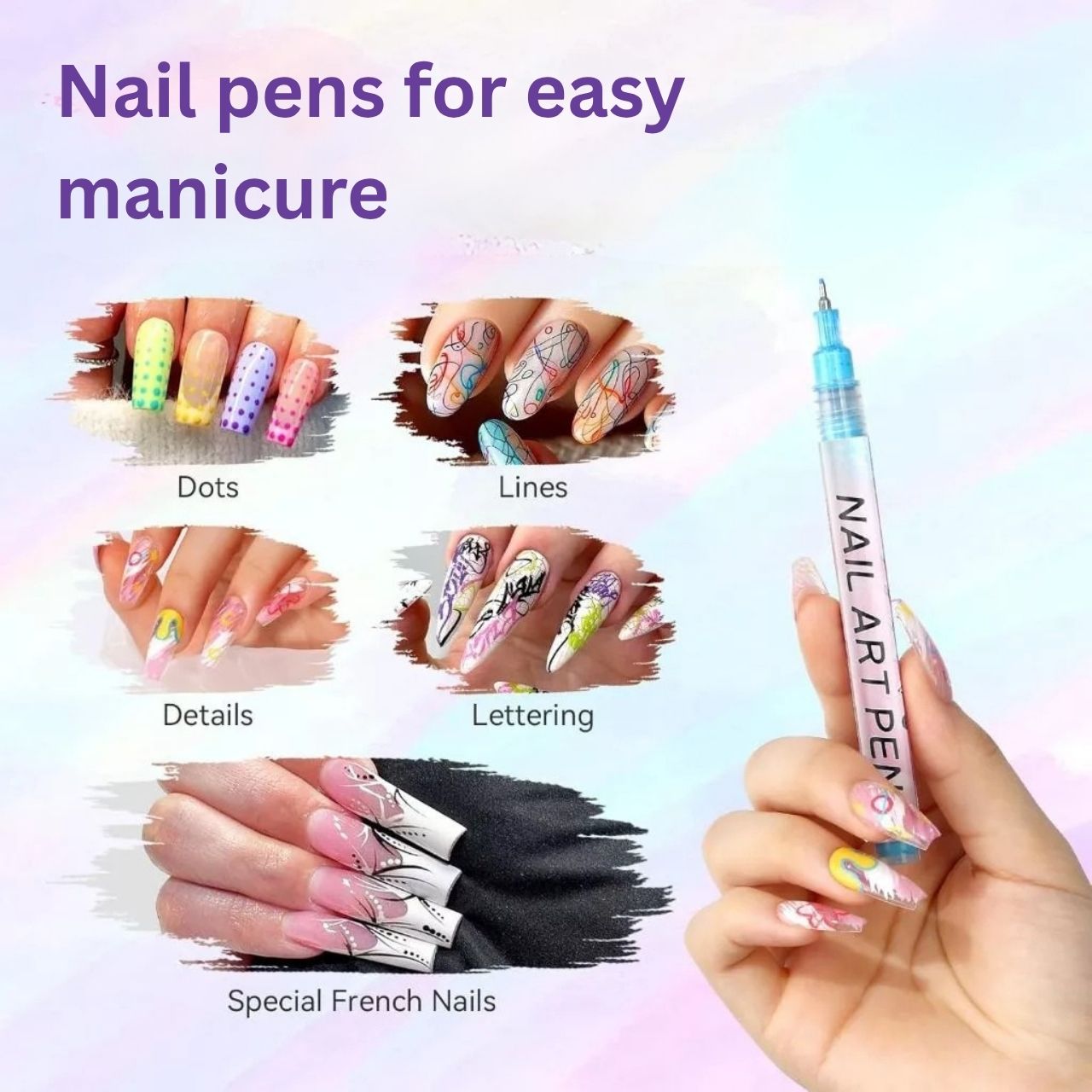Sada barevných per na malování nehtů, ArtNails - Image 8