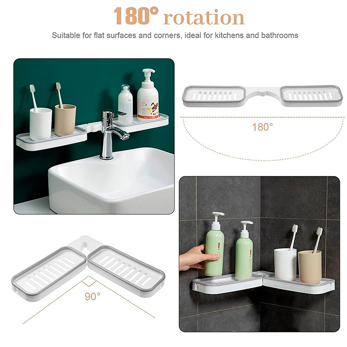 BathroomShelf, koupelnová polička, kterou lze nainstalovat v úhlu 90° nebo 180° - Image 4