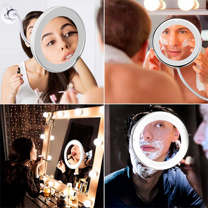 BeautyMirror, zrcadlo s přiblížením, výkonným LED světlem a ohebným držákem - Image 8