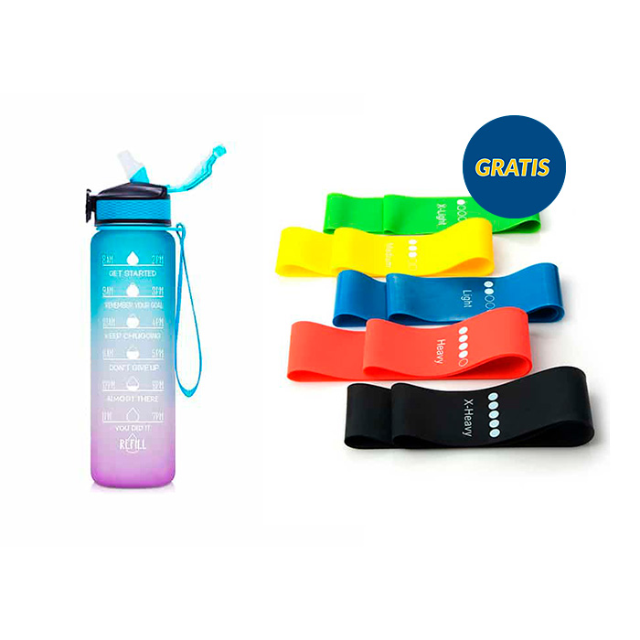 BottleBundle, Motivational Water Bottle + 5-dílná sada cvičebních gumiček - Image 2
