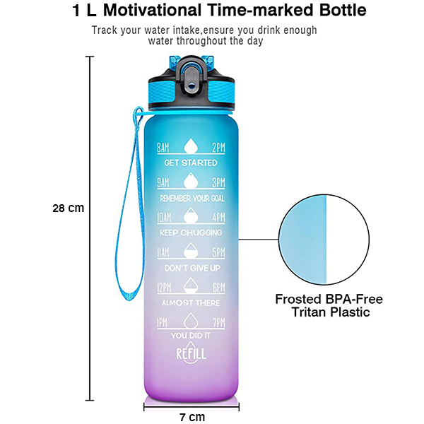BottleBundle, Motivational Water Bottle + 5-dílná sada cvičebních gumiček - Image 9