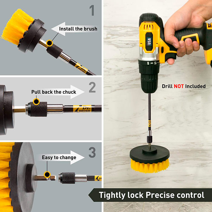 BrushDrill, Čistící kartáčová sada - 3 různé příslušenství pro elektrický vrtačku - Image 8