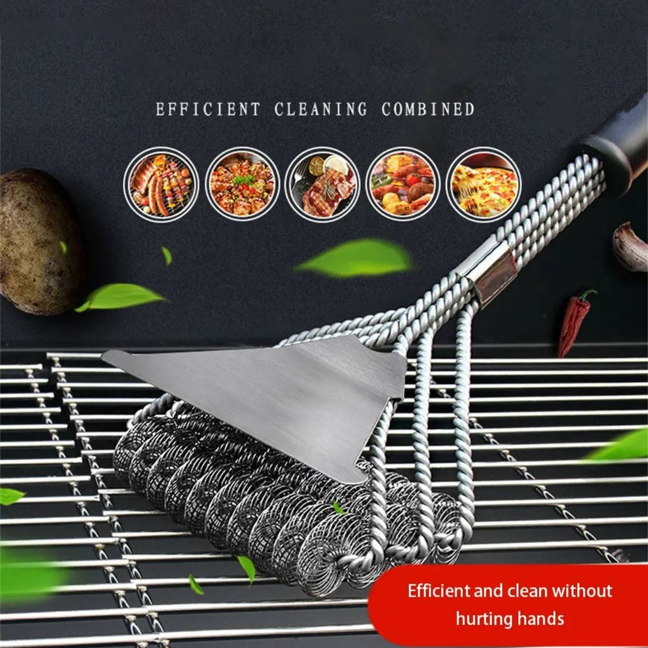 Délka rukojeti vám umožní bezpečně používat kartáč i na horkém grilu, bez obav z popálení - ale stále s dostatečnou přesností pro nejtěžší místa.