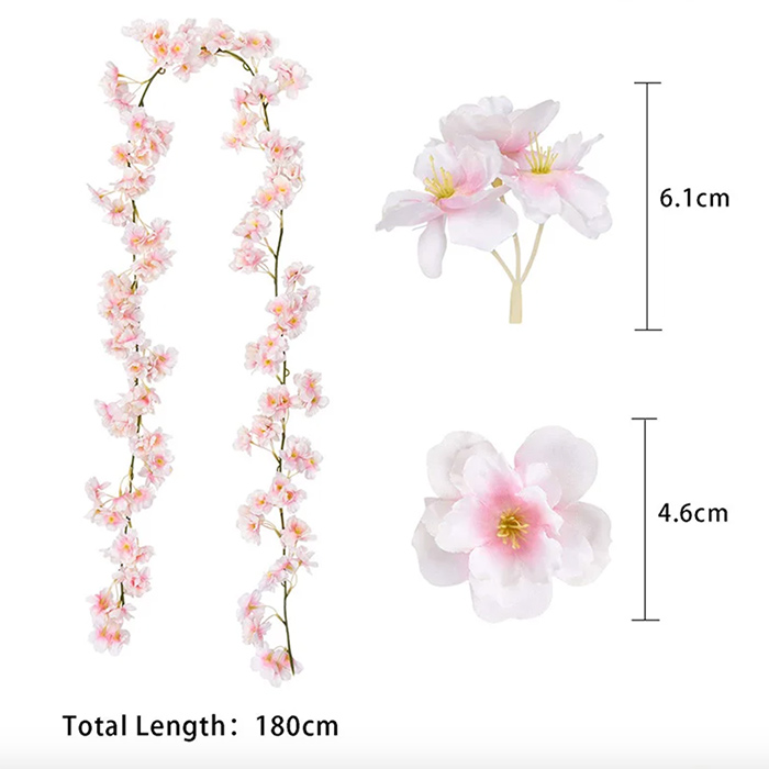 Cherry, umělé květiny s vzhledem přírodních třešňových květů (1,8 m) - Image 2