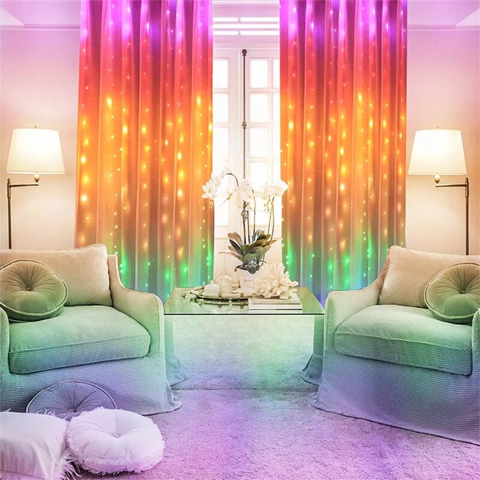 ColorfulCurtain, lehký závěs s 300 barevnými LED světly - Image 9