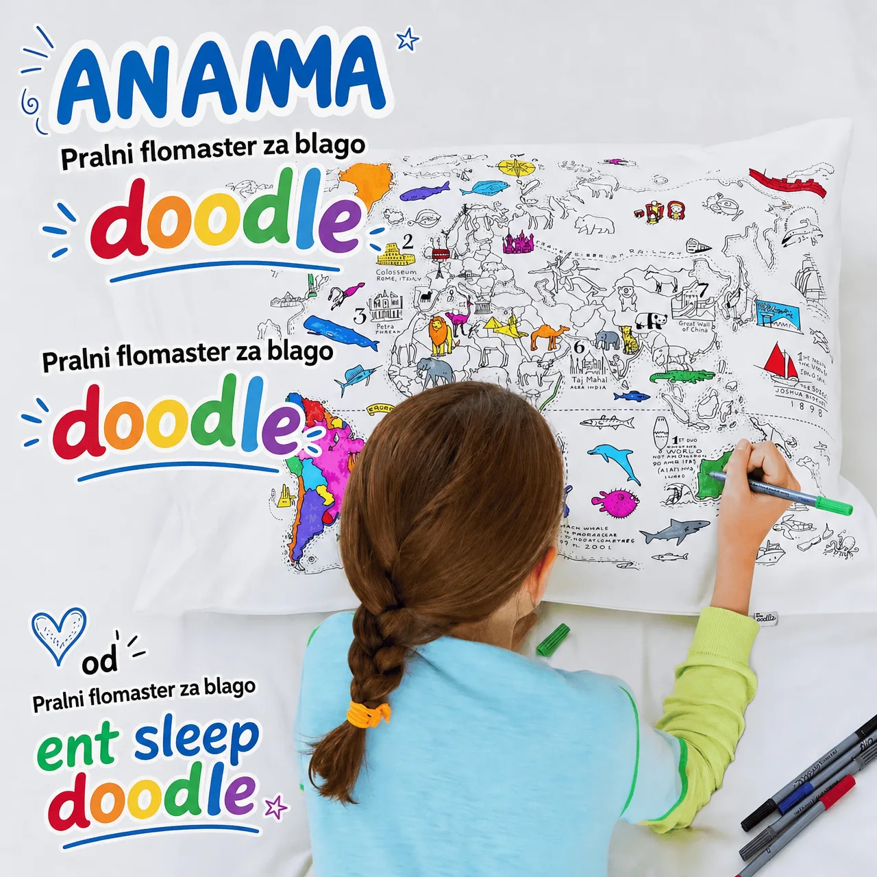 Vybarvi si polštář – mapa světa, ColoringPillow - Image 6