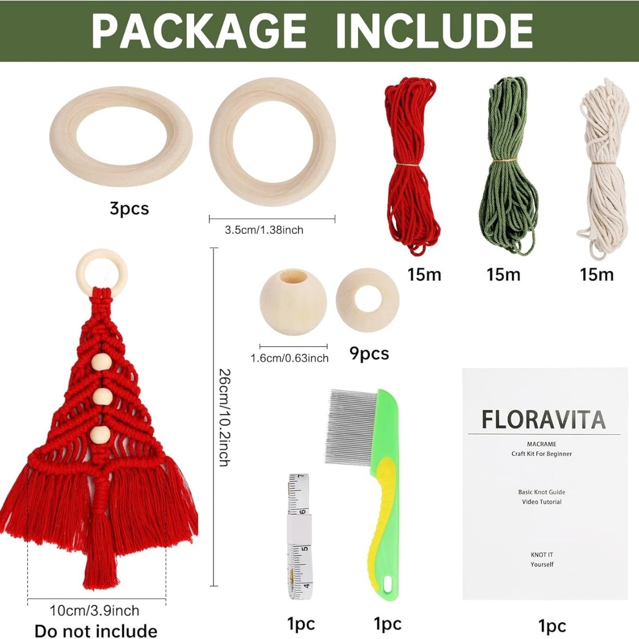 CraftKit, vánoční sada na výrobu makramé ozdob - Image 4