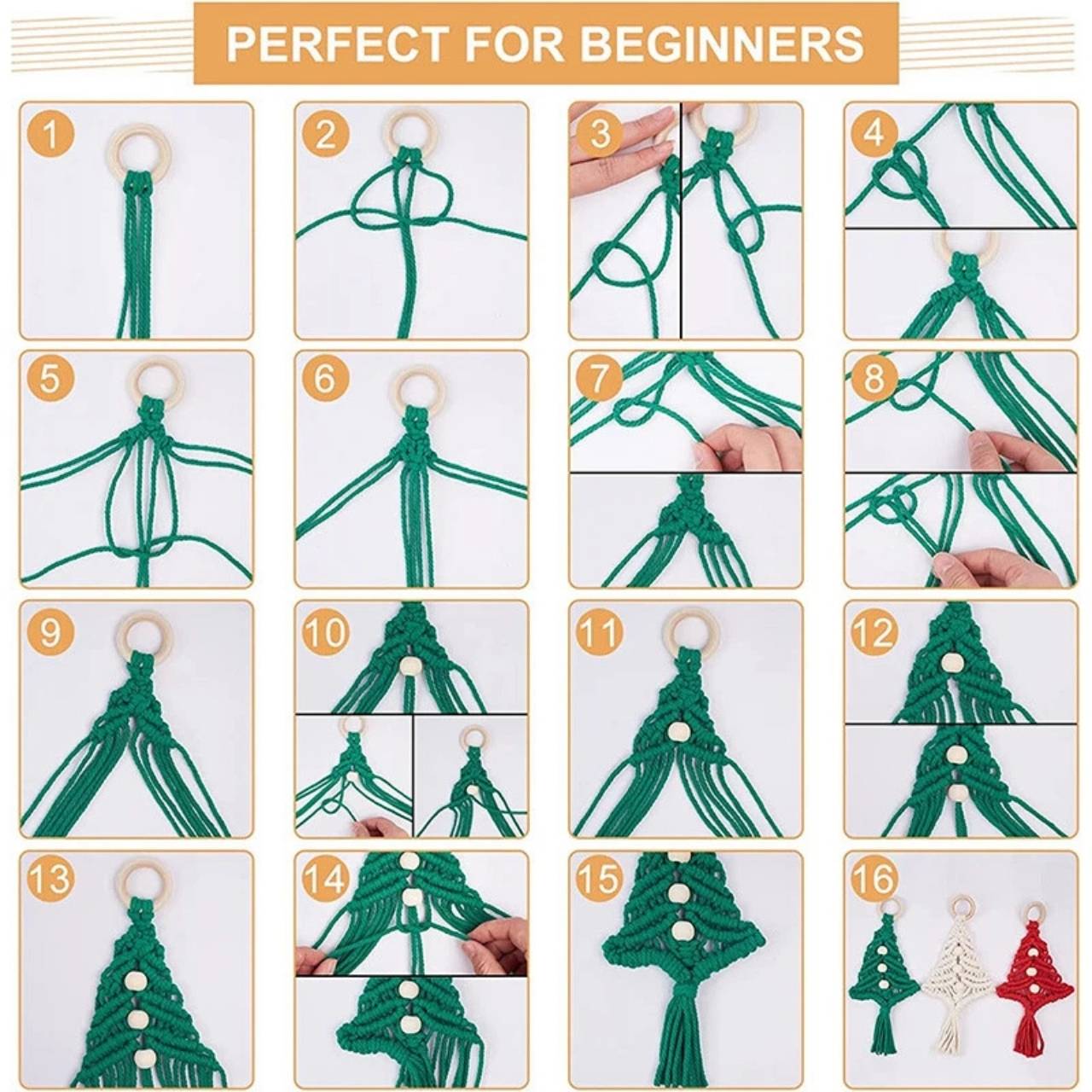 CraftKit, vánoční sada na výrobu makramé ozdob - Image 5