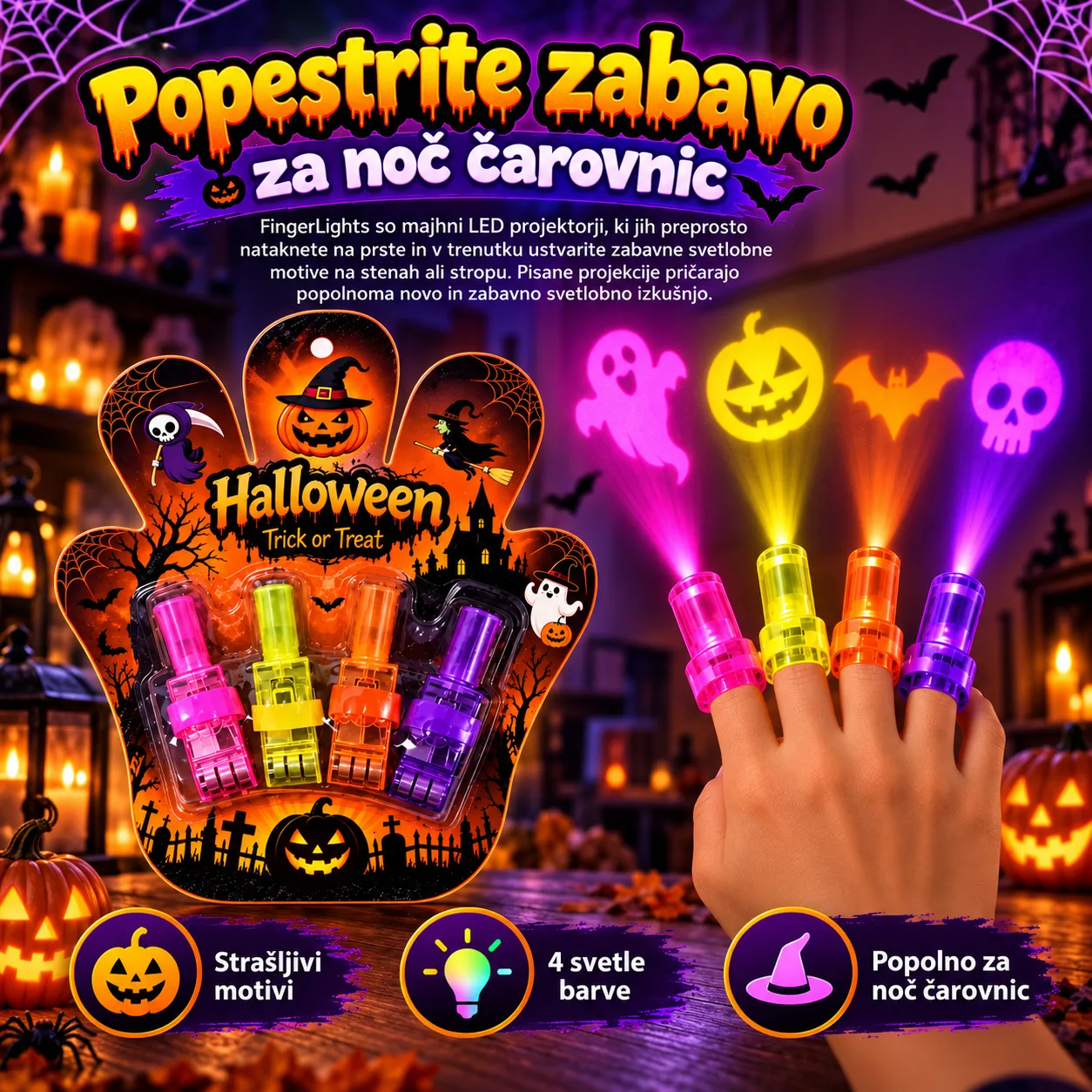 LED projektory na prsty – Halloween, FingerLights - Image 2
