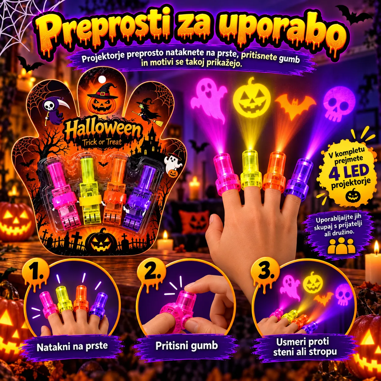 LED projektory na prsty – Halloween, FingerLights - Image 4
