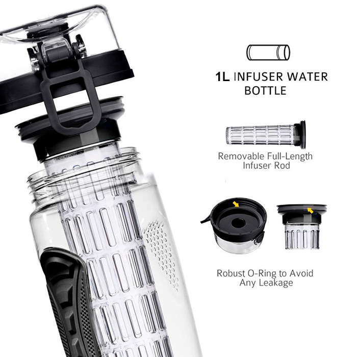 FruitBottle, láhev na vodu s infuzérem pro ovoce, byliny nebo čaj (1000 ml) - Image 4