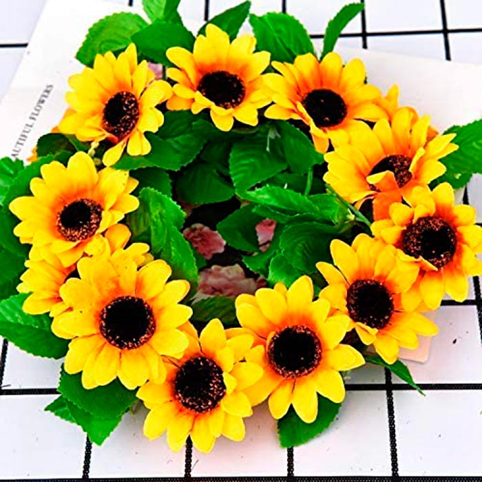 GarlandSunflower, umělý slunečnicový věnec s přírodním vzhledem (2 kusy) - Image 6