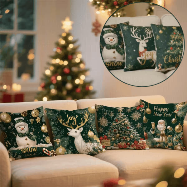 Vánoční povlaky na polštáře (4 kusy), GreenXmass - video