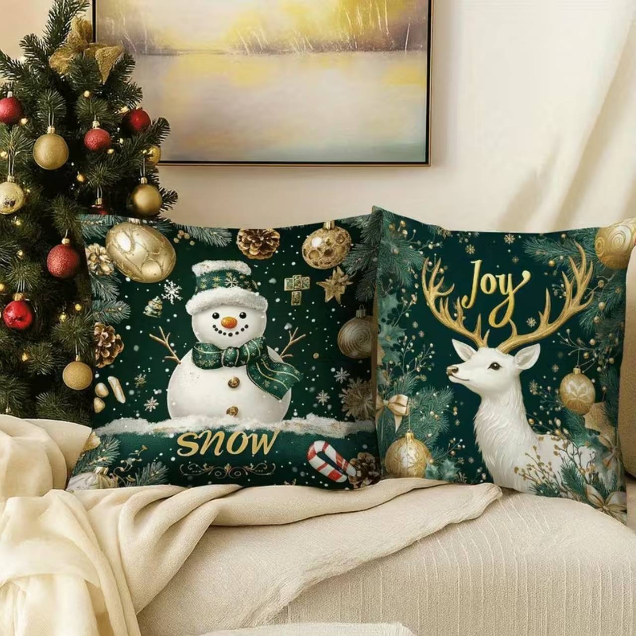 Vánoční povlaky na polštáře (4 kusy), GreenXmass - Image 4