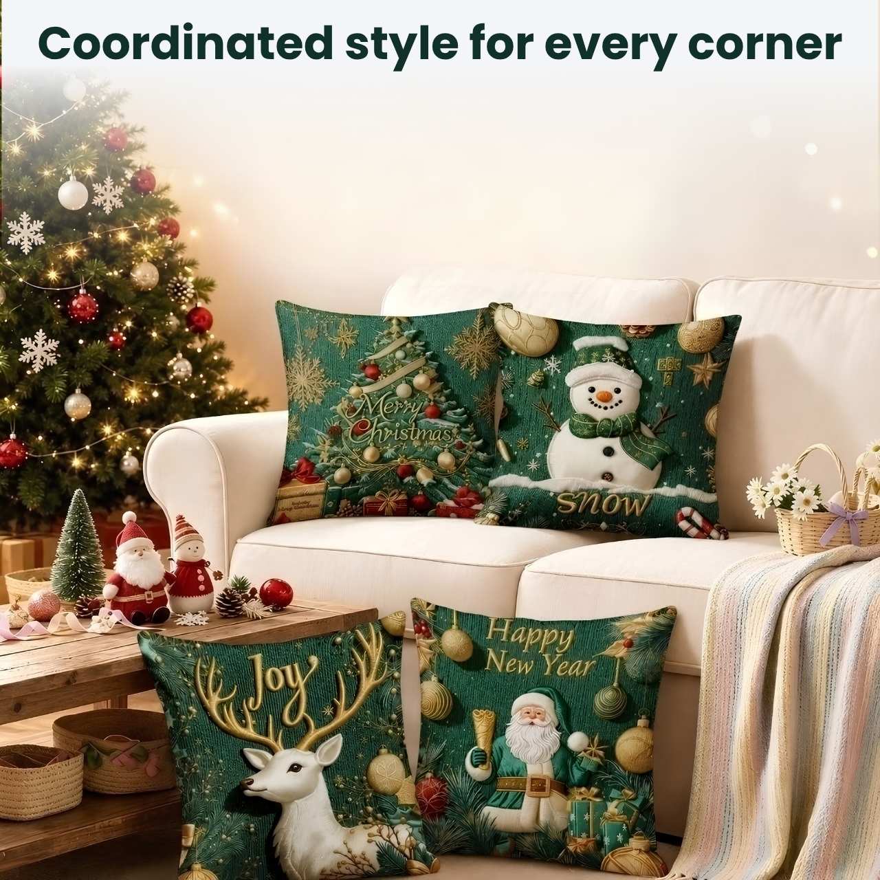 Vánoční povlaky na polštáře (4 kusy), GreenXmass - Image 8