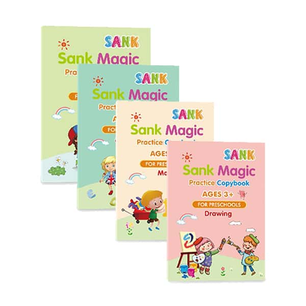 KidBook, 4-dílná sada pracovních sešitů na psaní a kreslení pomocí kouzelného pera, které se automaticky vymaže - Image 1