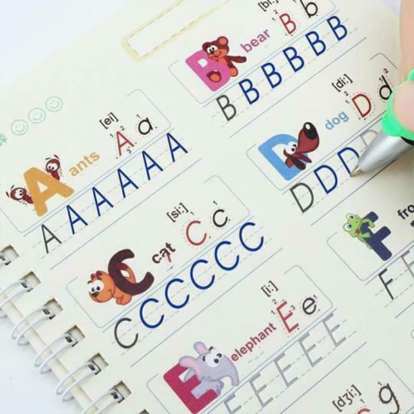 KidBook, 4-dílná sada pracovních sešitů na psaní a kreslení pomocí kouzelného pera, které se automaticky vymaže - Image 2