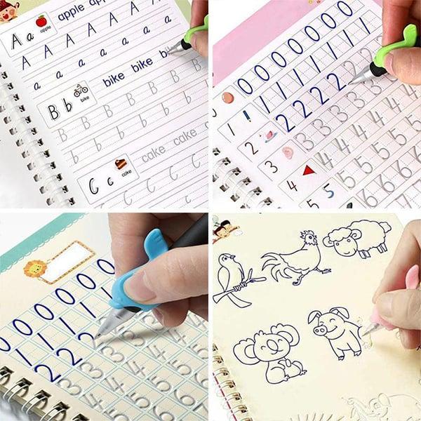 KidBook, 4-dílná sada pracovních sešitů na psaní a kreslení pomocí kouzelného pera, které se automaticky vymaže - Image 3