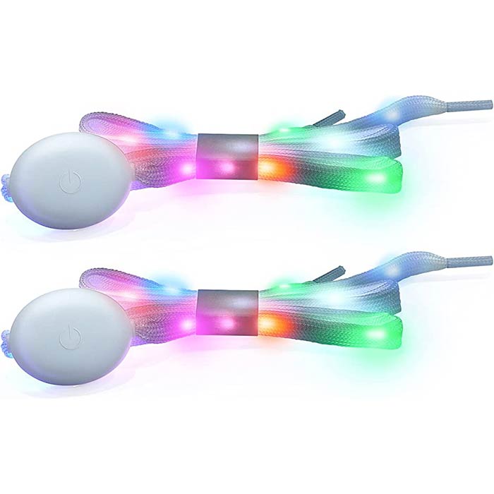LedLaces, svietiace šnúrky – biele s farebnými led svetielkami - Image 6