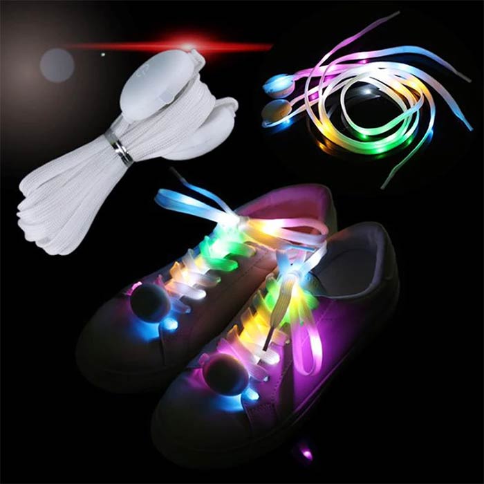 LedLaces, svietiace šnúrky – biele s farebnými led svetielkami - Image 7