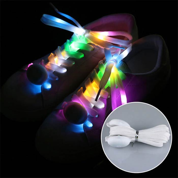 LedLaces, svietiace šnúrky – biele s farebnými led svetielkami - Image 9