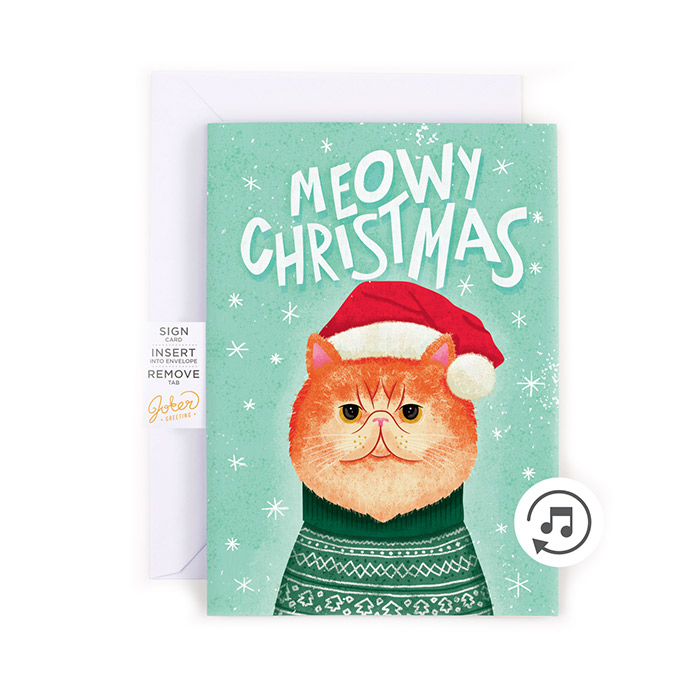 MeowCard, zábavná zvuková vánoční pohlednice s kočkou - Image 1