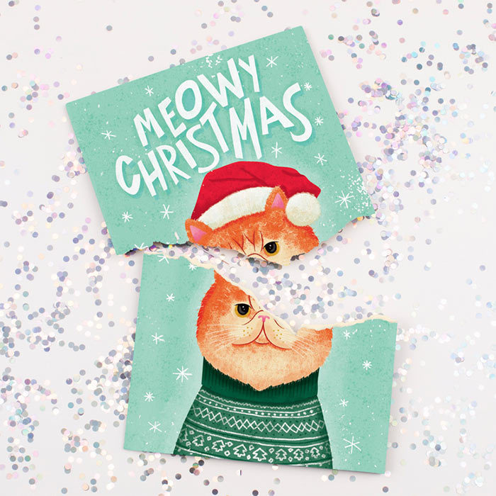MeowCard, zábavná zvuková vánoční pohlednice s kočkou - Image 4