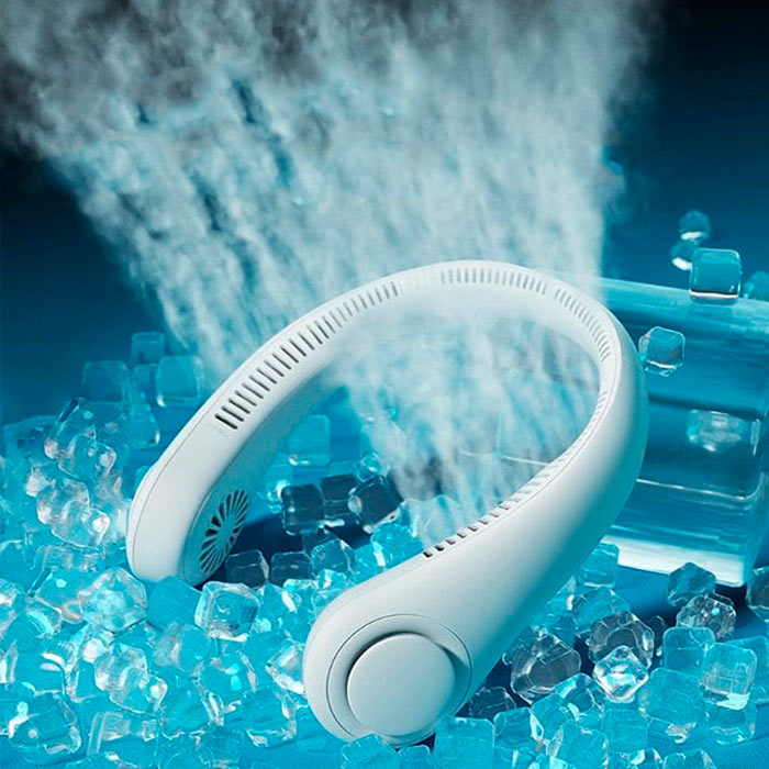 Přenosný ventilátor umístěný kolem krku vám ochladí celý obličej a krk!! Skvělý produkt!