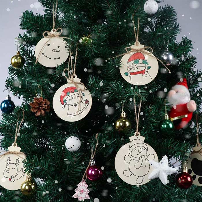 Ornaments, dřevěné vánoční ozdoby, které si vytvoříte sami (30 kusů) - Image 8