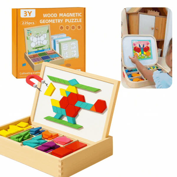 PUZZGEO, Magnetická dřevěná puzzle sada (225 kusů) - video