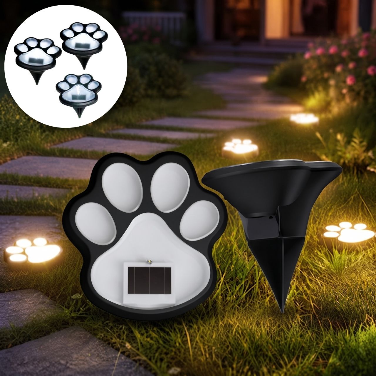 Solární LED světla ve tvaru tlapek, Paws - Image 3