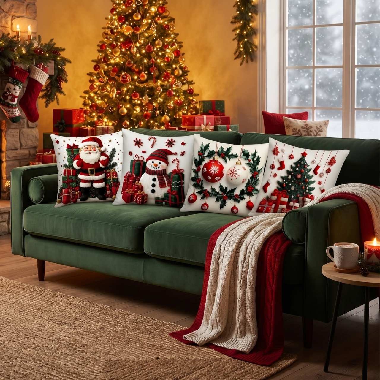 Vánoční povlaky na polštáře (4 kusy), RedXmass - Image 3