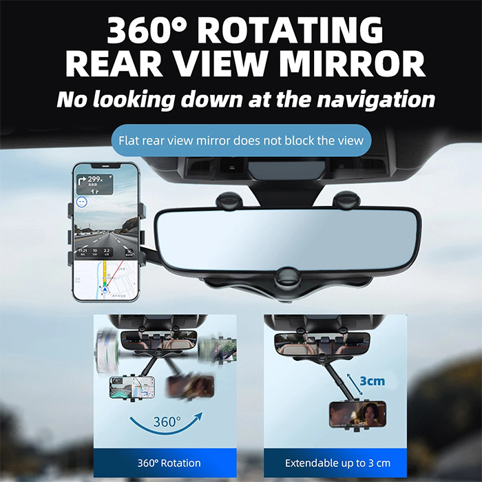 RotatableCarHolder, 360stupňový držák telefonu, který se montuje na zpětné zrcátko - Image 9