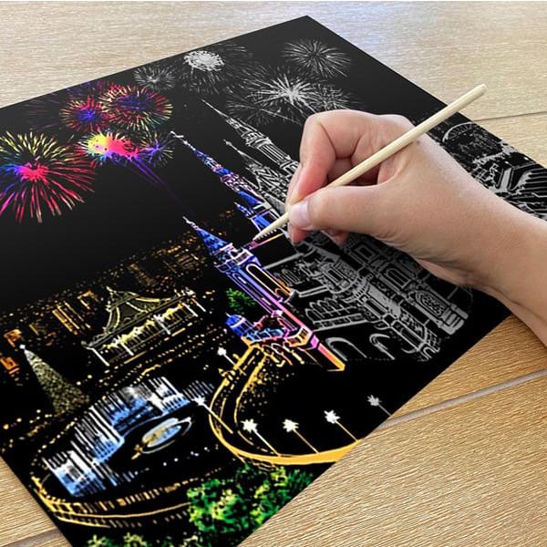 ScratchArt, 6dílná škrábací kreativní sada s 2 ilustracemi - Image 6