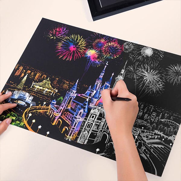 ScratchArt, 6dílná škrábací kreativní sada s 2 ilustracemi - Image 9