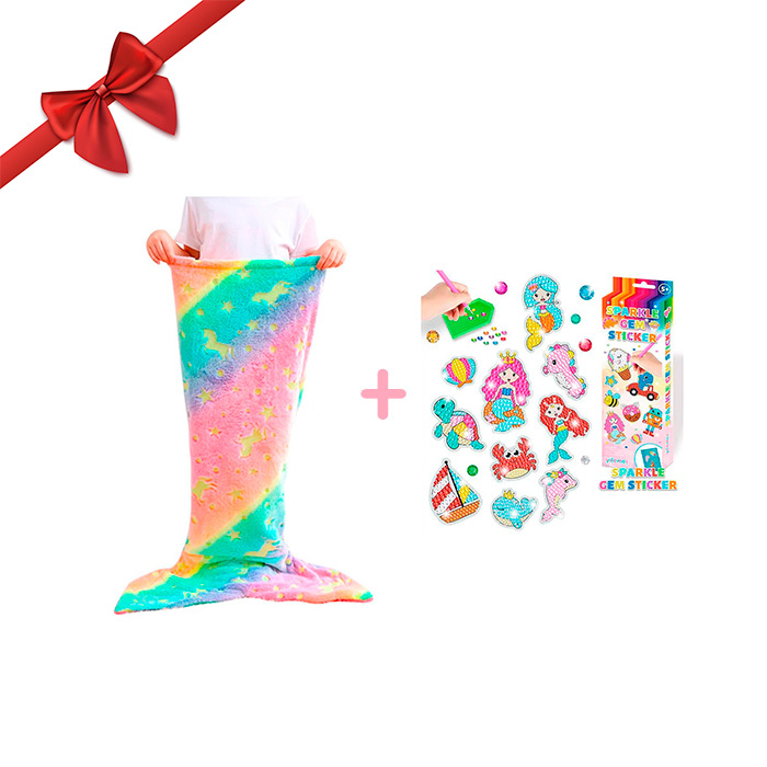 SparkleMermaid, dárek s dekou pro dívku a diamantovým a samolepkovým tvůrčím setem ZDARMA - Image 2