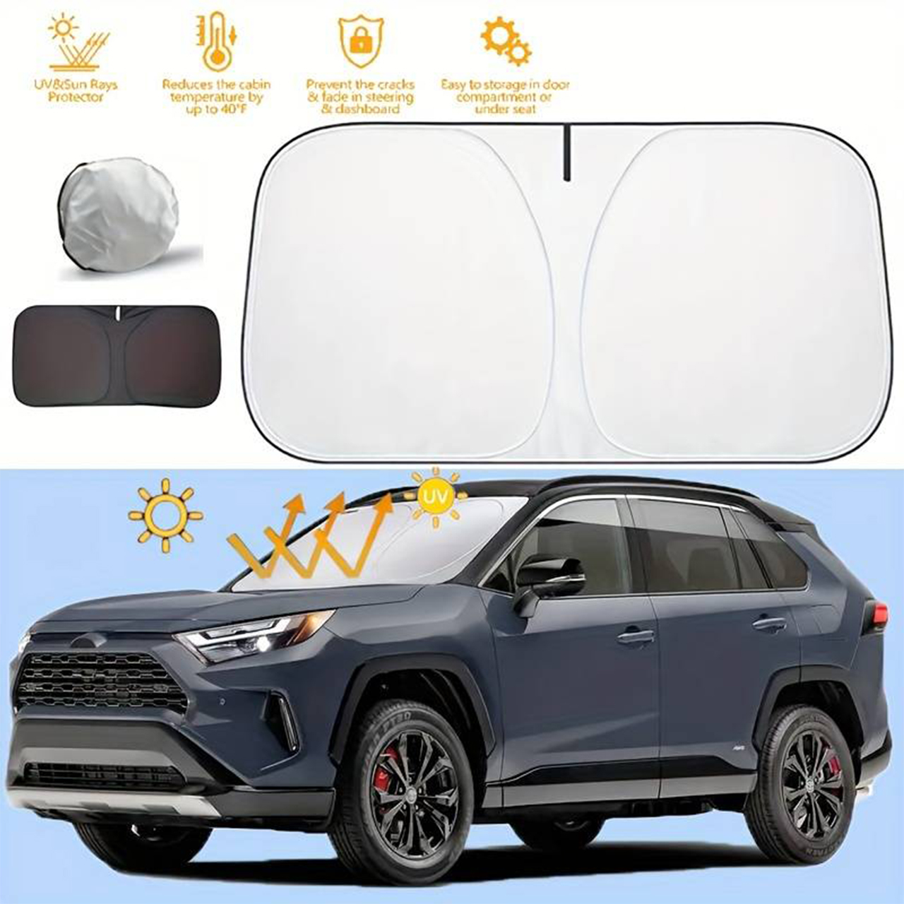 SunVisor, zatahovatelná sluneční clona na čelní sklo auta - Image 5