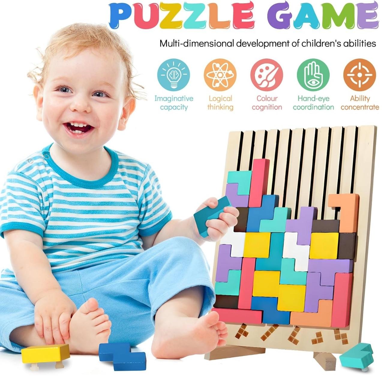 Tetris, dřevěná didaktická hračka - Image 3