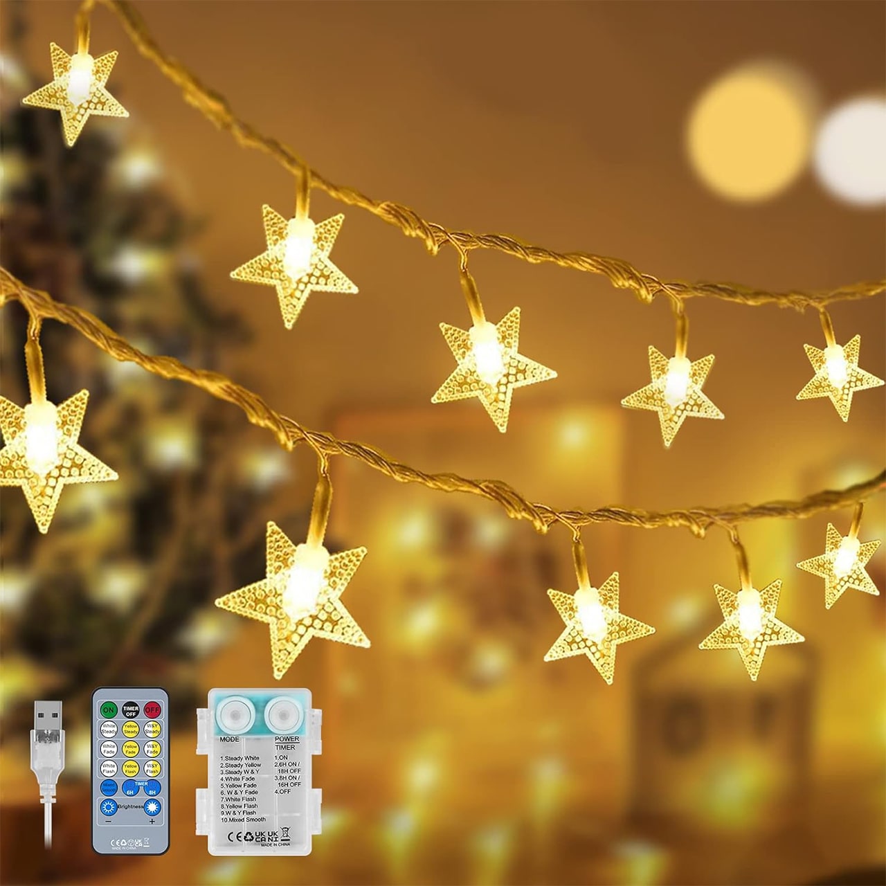 Twinkles, světelný řetěz s hvězdicovými světly (6 m) - Image 4