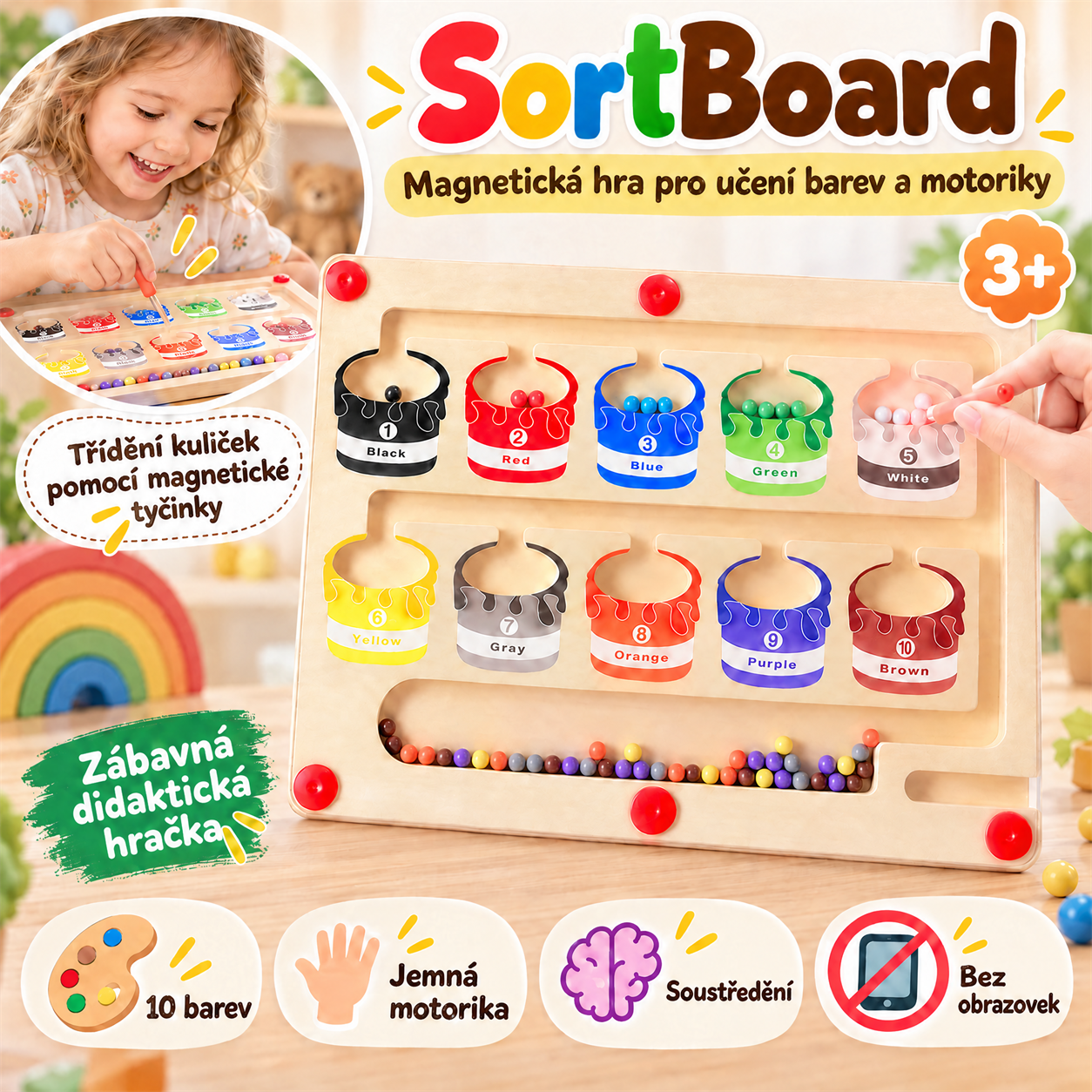 SortBoard, didaktická hračka pro třídění a výuku barev - Image 1